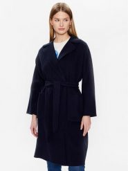 Weekend Max Mara Płaszcz wełniany Selz 23501103 Granatowy Regular Fit. Niebieskie płaszcze damskie Weekend Max Mara, na zimę, bez wzorów, z wełny, bez kołnierzyka, bez kaptura. Za 2,949.00 zł.