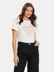 Guess T-Shirt V5RI08 J1314 Écru Slim Fit. T-shirty damskie Guess, m, z aplikacjami, z bawełny, bez kołnierzyka, bez ramiączek. Za 119.99 zł.