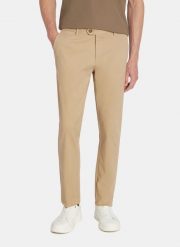 PAKO LORENTE - Beżowe spodnie chino z bawełną. Brązowe eleganckie spodnie męskie Pako Lorente, bez wzorów, z bawełny. Za 299.99 zł.