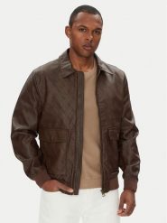 Guess Kurtka z imitacji skóry M5YL01 WGUC0 Brązowy Regular Fit. Brązowe kurtki męskie Guess, l, z aplikacjami, ze skóry, bez kaptura. Za 529.99 zł.