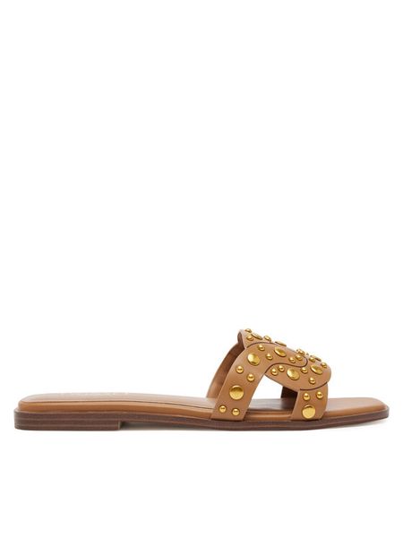 TWINSET Klapki 251TGT072 Brązowy. Brązowe klapki damskie Twinset, bez wzorów, ze skóry, bez obcasa, bez zapięcia. Za 859.99 zł.