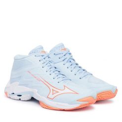 Buty halowe Mizuno. Niebieskie obuwie sportowe damskie Mizuno, bez wzorów, bez zapięcia, mizuno wave. Za 709.99 zł.