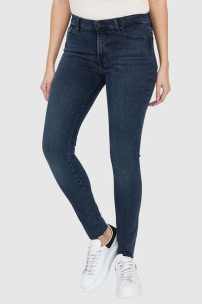 7 FOR ALL MANKIND Niebieskoszare jeansy damskie HW SKINNY SLIM ILLUSION, Rozmiar 26. Niebieskie jeansy damskie 7 for all mankind, bez wzorów, z jeansu. W wyprzedaży za 499.99 zł.