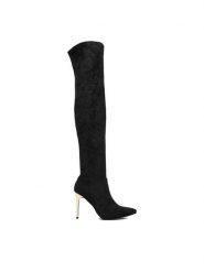 DeeZee Kozaki JDY230101 Czarny. Czarne kozaki damskie DeeZee, bez wzorów, z materiału, bez obcasa, na szpilce, bez zapięcia. Za 239.99 zł.