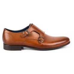 Kampol Buty męskie wizytowe monki 341/C1 brązowe. Brązowe buty wizytowe męskie w ażurowe wzory, ze skóry, bez obcasa, bez zapięcia. Za 362.62 zł.