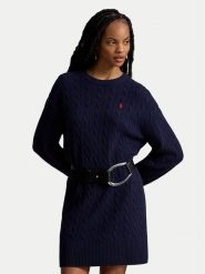 Polo Ralph Lauren Sukienka dzianinowa 211B17446001 Granatowy Regular Fit. Niebieskie sukienki damskie Polo Ralph Lauren, xl, bez wzorów, z dzianiny, bez kołnierzyka, bez ramiączek. Za 1,799.00 zł.