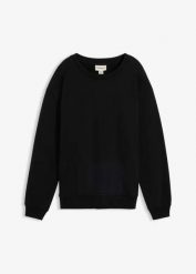 Bluza ciążowa i do karmienia piersią 2 w 1, z czystej bawełny organicznej. Czarne bluzy damskie bonprix, bez wzorów, z bawełny, bez ramiączek, bez kaptura. Za 124.99 zł.