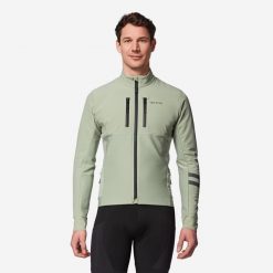 Kurtka zimowa na rower szosowy męska Van Rysel EDR. Czarne kurtki męskie VAN RYSEL, na zimę, m, bez wzorów, z materiału, sportowe, bez kaptura. Za 359.99 zł.