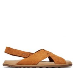 Sandały Fly London. Brązowe sandały męskie Fly London, bez wzorów, bez zapięcia. Za 589.99 zł.