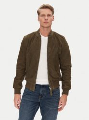 SCHOTT N.Y.C. Kurtka skórzana LC300 Khaki Regular Fit. Brązowe kurtki męskie SCHOTT N.Y.C., m, bez wzorów, ze skóry, bez kaptura. W wyprzedaży za 939.99 zł.