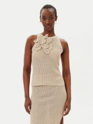 Marella Top Arak1 2513361112 Beżowy Slim Fit. Brązowe topy damskie Marella, m, bez wzorów, z bawełny, bez kołnierzyka, bez ramiączek. Za 619.99 zł.