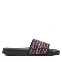 Klapki Pepe Jeans. Czarne klapki damskie Pepe Jeans, bez wzorów, z jeansu, bez obcasa, bez zapięcia. Za 149.99 zł.