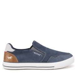 Tenisówki Mustang. Niebieskie półbuty męskie Mustang, bez wzorów, bez zapięcia. Za 259.99 zł.