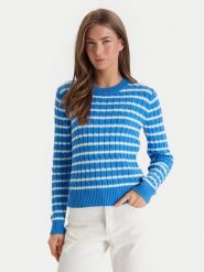 Tommy Hilfiger Sweter WW0WW47644 Niebieski Regular Fit. Niebieskie swetry nierozpinane damskie Tommy Hilfiger, xxl, bez wzorów, z bawełny, bez kołnierzyka, bez ramiączek. Za 649.99 zł.