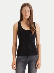Guess Top W6GP10 K2932 Czarny Regular Fit. Czarne topy damskie Guess, l, z aplikacjami, z bawełny, bez kołnierzyka, bez ramiączek. Za 249.99 zł.
