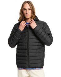 Kurtka puchowa dla Mężczyzn SCALY Czarny. Czarne kurtki męskie Quiksilver, m, bez wzorów, z materiału, klasyczne, z kapturem. Za 366.40 zł.