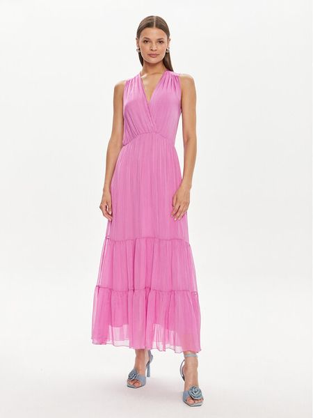 Haveone Sukienka letnia AFF-L010 Różowy Regular Fit. Czerwone sukienki damskie Haveone, na lato, l, bez wzorów, z wiskozy, bez kołnierzyka, bez ramiączek. Za 319.99 zł.