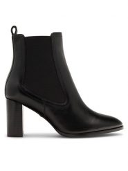 Gino Rossi Botki ROMA-110372 Czarny. Czarne botki damskie Gino Rossi, bez wzorów, ze skóry, bez obcasa, na słupku, bez zapięcia. Za 269.99 zł.