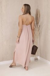 Sukienka długa na ramiączka pudrowy róż. Czerwone sukienki damskie KESI, na co dzień, na lato, l, bez wzorów, z bawełny, eleganckie, bez kołnierzyka, bez ramiączek, maxi, proste. Za 121.29 zł.
