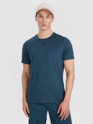 4F Koszulka treningowa szybkoschnąca męska - granatowa XXL. Niebieskie t-shirty męskie 4F, m, bez wzorów, z elastanu, bez kołnierzyka, bez ramiączek. Za 99.99 zł.