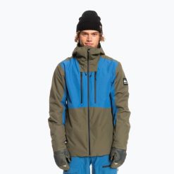 Kurtka snowboardowa męska Quiksilver Muldrow. Zielone kurtki sportowe męskie Quiksilver, na zimę, m, bez wzorów, bez kaptura, narciarskie. Za 569.99 zł.