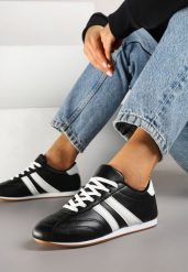 Czarne Sneakersy Typu Tenisówki z Paseczkami Liantina. Czarne trampki i tenisówki damskie Renee, bez wzorów, z jeansu, bez zapięcia. Za 74.99 zł.