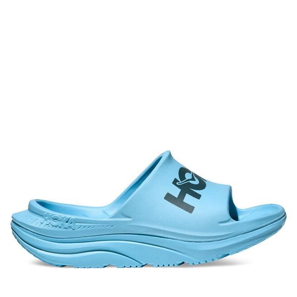 Klapki Hoka. Niebieskie klapki damskie HOKA, bez wzorów, bez obcasa, bez zapięcia. Za 299.99 zł.