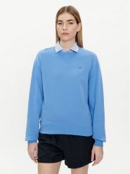 Tommy Hilfiger Bluza Flag WW0WW41246 Niebieski Regular Fit. Niebieskie bluzy damskie Tommy Hilfiger, m, bez wzorów, z bawełny, bez ramiączek, bez kaptura. Za 239.99 zł.