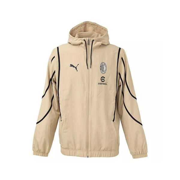 Kurtka Prematch Milan AC 2024/25. Białe kurtki męskie Puma, m, bez wzorów, z materiału, eleganckie, bez kaptura. Za 306.85 zł.