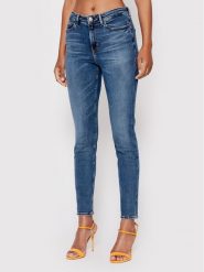 Guess Jeansy W2YA46 D4Q02 Niebieski Skinny Fit. Niebieskie jeansy damskie Guess, z aplikacjami, z bawełny. Za 349.99 zł.