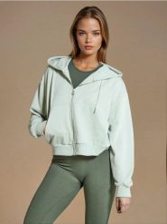 Rozpinana bluza z kapturem - zielony. Zielone bluzy damskie Sinsay, l, bez wzorów, bez ramiączek, z kapturem. Za 25.99 zł.