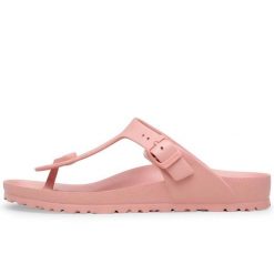 Klapki Birkenstock Gizeh Eva Damskie. Czerwone klapki damskie Birkenstock, bez wzorów, z materiału, bez obcasa, bez zapięcia. Za 309.00 zł.