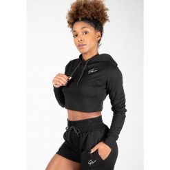 Pixley Crop Top Bluza z kapturem - Czarny. Czarne bluzy damskie GORILLA WEAR, xs, bez wzorów, sportowe, bez ramiączek, z kapturem. Za 161.00 zł.