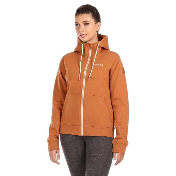 Bluza damska Kilpi Rajana. Czerwone bluzy damskie Kilpi, s, z aplikacjami, z bawełny, biznesowe, bez ramiączek, z kapturem. Za 163.85 zł.