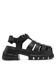 Tommy Jeans Sandały EN0EN02751 Czarny. Czarne sandały damskie Tommy Jeans, bez wzorów, z jeansu, bez obcasa, na koturnie, bez zapięcia. Za 239.99 zł.
