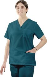 Visent BLUZA MEDYCZNA DAMSKA BLUZA LEKARSKA morski XL. Zielone bluzy damskie Visent, xl, bez wzorów, bez ramiączek, bez kaptura. Za 59.99 zł.