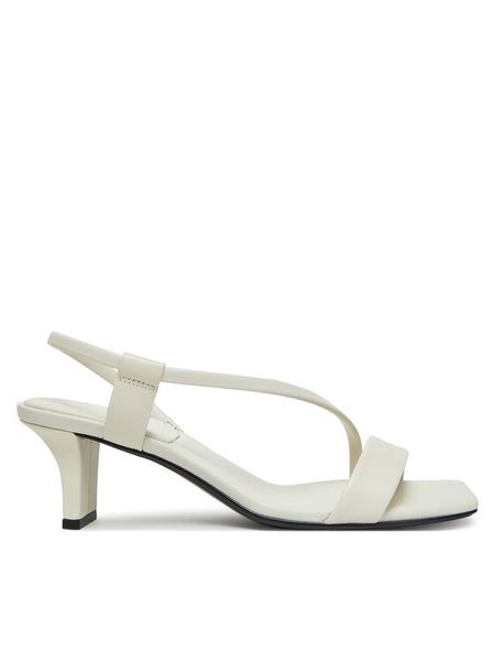 Calvin Klein Sandały Heel Sandal 50 Squared Lth HW0HW02534 Biały. Białe sandały damskie Calvin Klein, bez wzorów, ze skóry, bez obcasa, na słupku, bez zapięcia. Za 319.99 zł.