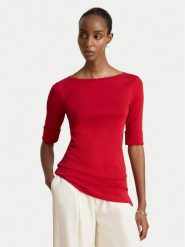 LAUREN RALPH LAUREN Bluzka 200654963197 Czerwony Slim Fit. Czerwone bluzki damskie Lauren Ralph Lauren, xs, bez wzorów, z bawełny, bez kołnierzyka, bez ramiączek. Za 245.99 zł.