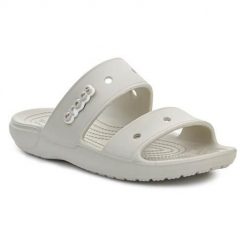 Klapki damskie Crocs Classic. Brązowe klapki damskie Crocs, bez wzorów, z materiału, bez obcasa, bez zapięcia. W wyprzedaży za 234.05 zł.