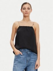 HUGO Top Cebena 50536436 Czarny Regular Fit. Czarne topy damskie Hugo, bez wzorów, z syntetyku, bez kołnierzyka, bez ramiączek. Za 279.99 zł.