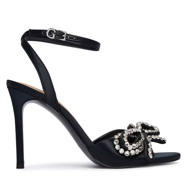 Sandały Guess. Czarne sandały damskie Guess, z aplikacjami, bez obcasa, na szpilce, bez zapięcia. Za 619.99 zł.