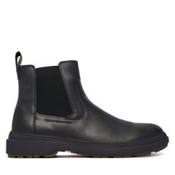 Sztyblety Tommy Hilfiger. Czarne botki męskie Tommy Hilfiger, bez wzorów, bez obcasa, bez zapięcia. Za 699.99 zł.