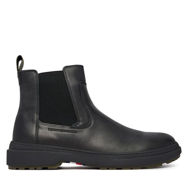 Sztyblety Tommy Hilfiger. Czarne botki męskie Tommy Hilfiger, bez wzorów, bez obcasa, bez zapięcia. Za 699.99 zł.