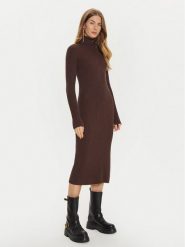 TWINSET Sukienka dzianinowa 242TT3062 Brązowy Slim Fit. Brązowe sukienki damskie Twinset, l, bez wzorów, z dzianiny, bez kołnierzyka, bez ramiączek. Za 629.99 zł.