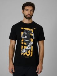 4F T-shirt regular z nadrukiem męski - czarny XL. Czarne koszulki sportowe męskie 4F, m, bez wzorów, z bawełny, bez ramiączek. Za 69.99 zł.