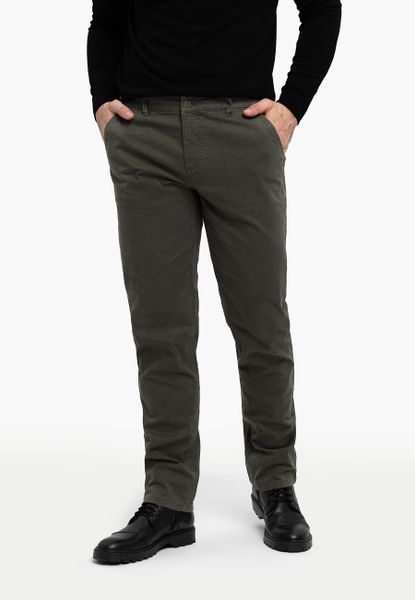 Zielone chinosy R-FOST. Zielone eleganckie spodnie męskie Volcano, bez wzorów, z bawełny, eleganckie. Za 179.99 zł.