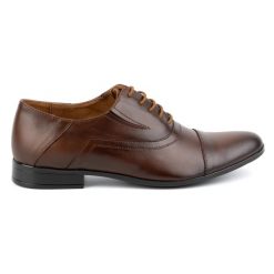 Olivier Buty męskie skórzane wizytowe eleganckie sznurowane 290LU brązowe. Brązowe buty wizytowe męskie bez wzorów, z jeansu, bez obcasa, bez zapięcia. Za 367.89 zł.