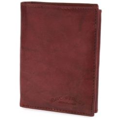 Wiśniowy Skórzany Portfel Męski Pionowy Bag Street 521. Czerwone portfele męskie bez wzorów, ze skóry. Za 43.99 zł.