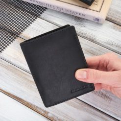 Męski Portfel Skórzany RFID Brødrene G-10 Czarny. Czarne portfele męskie bez wzorów. Za 64.90 zł.