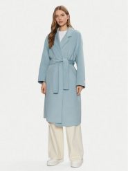 Calvin Klein Płaszcz wełniany K20K207813 Błękitny Regular Fit. Niebieskie płaszcze damskie Calvin Klein, na zimę, s, bez wzorów, z syntetyku, bez kołnierzyka, bez kaptura. Za 1,619.00 zł.
